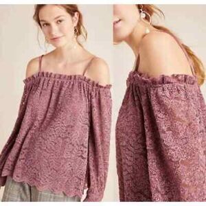 Anthropolgie Eri + Ali Off-The-Shoulder Top, Mauve, Medium